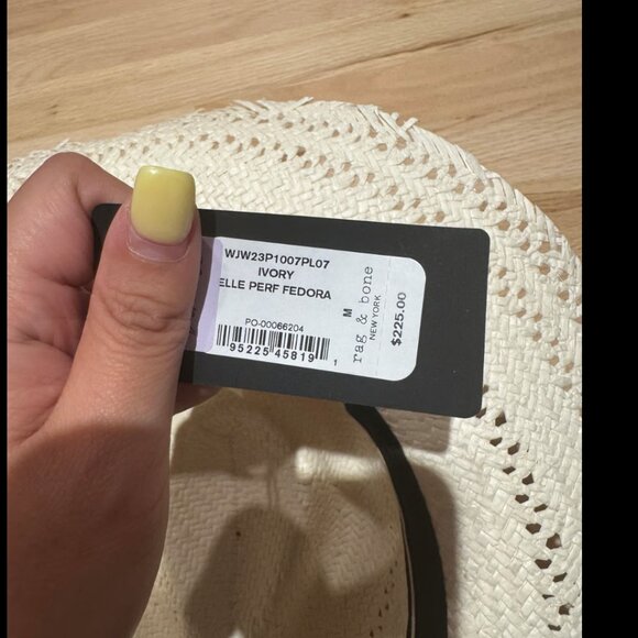 Rag & Bone Elle Perf Fedora Ivory Size M - Picture 7 of 7
